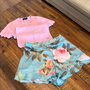 Charlie Holiday luxury satin short with tahiri luxury knit top